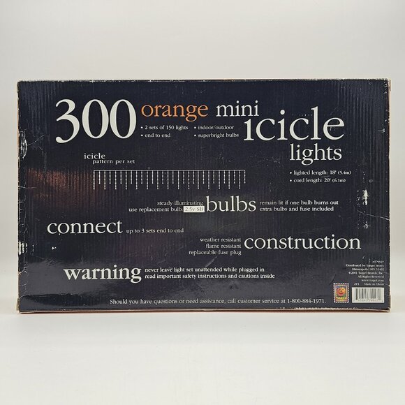 Orange Mini Icicle Christmas Lights 300 Mini Bulbs Indoor Outdoor 18 in OPEN BOX - Picture 5 of 10